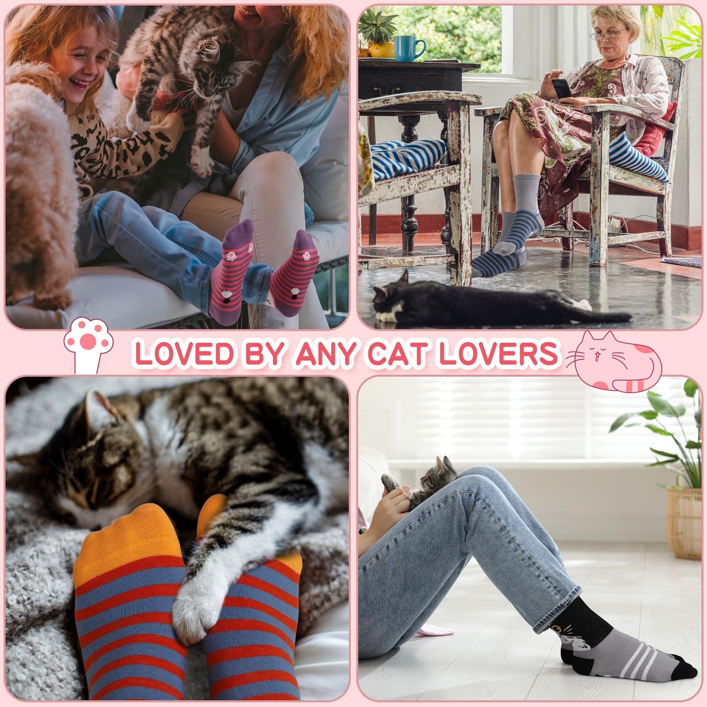 Heatuff 10 Pairs Womens Cute Socks, Cotton Crew Socks Cat Dog Cartoon Animal Print, Funny Novelty Soft Socks for Women Girl Gift