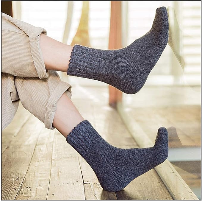 Heatuff Men's Winter Wool Socks Thermal Warm Soft Crew Socks (5 Pairs)