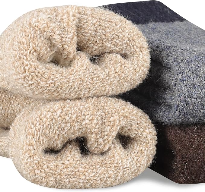 Heatuff Men's Winter Wool Socks Thermal Warm Soft Crew Socks (5 Pairs)