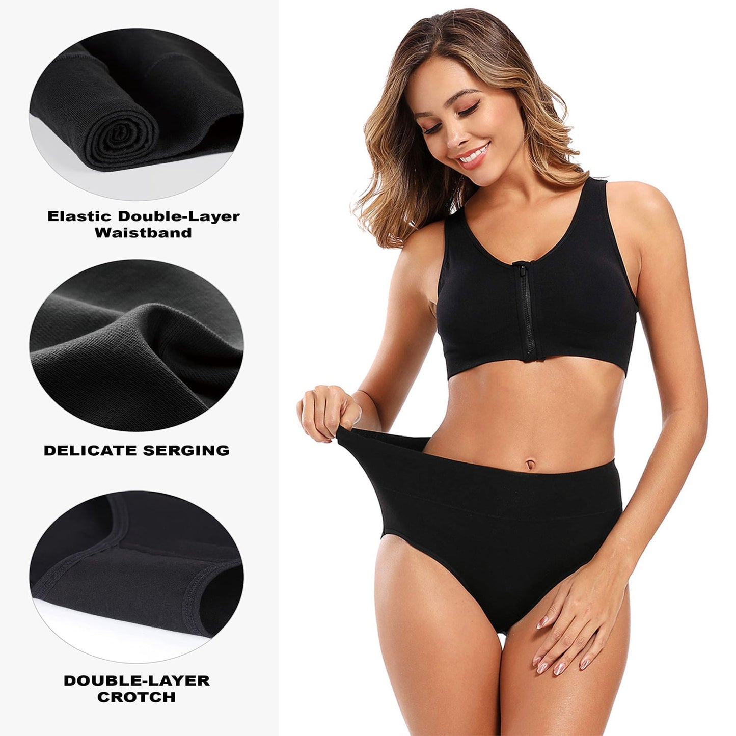 TieaTize 5 Pack Underwear for Women, High Waisted Cotton Underwear, Tummy Control Seamless Underwear, Soft Breathable Stretch Briefs Ladies Panties (Regular & Plus Size)