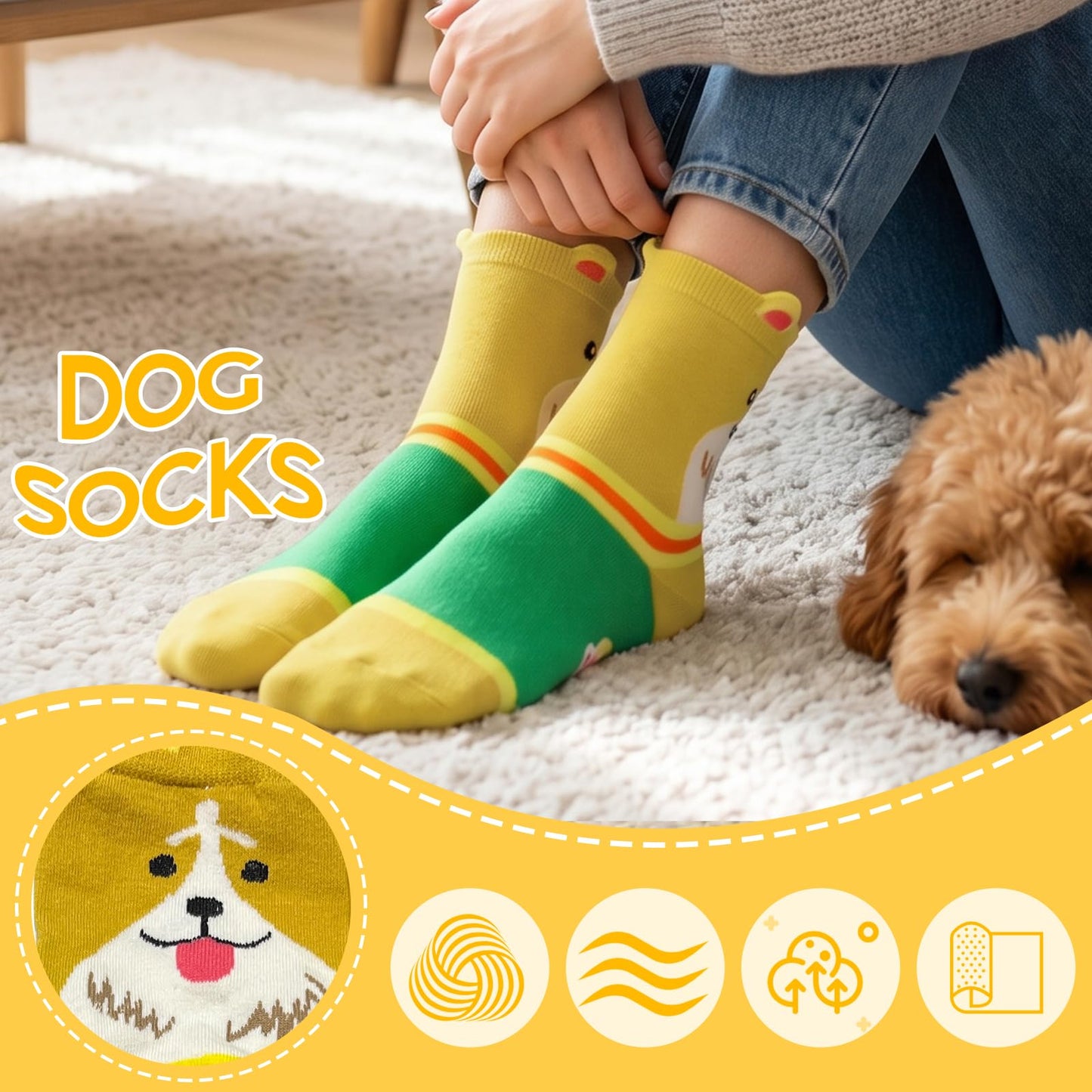 Heatuff 10 Pairs Womens Cute Socks, Cotton Crew Socks Cat Dog Cartoon Animal Print, Funny Novelty Soft Socks for Women Girl Gift