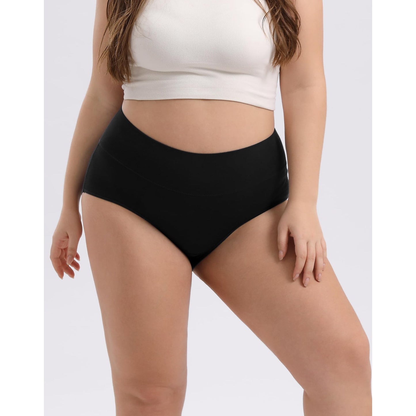 TieaTize 5 Pack Underwear for Women, High Waisted Cotton Underwear, Tummy Control Seamless Underwear, Soft Breathable Stretch Briefs Ladies Panties (Regular & Plus Size)