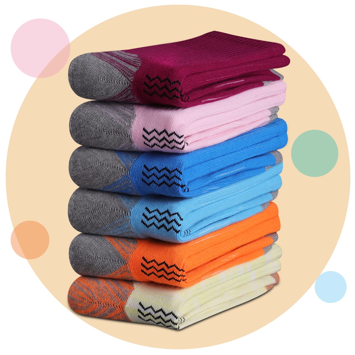 Heatuff Womens 6 Pack Hiking Crew Socks Performance Athletic Cushion Outdoor Trekking Sock